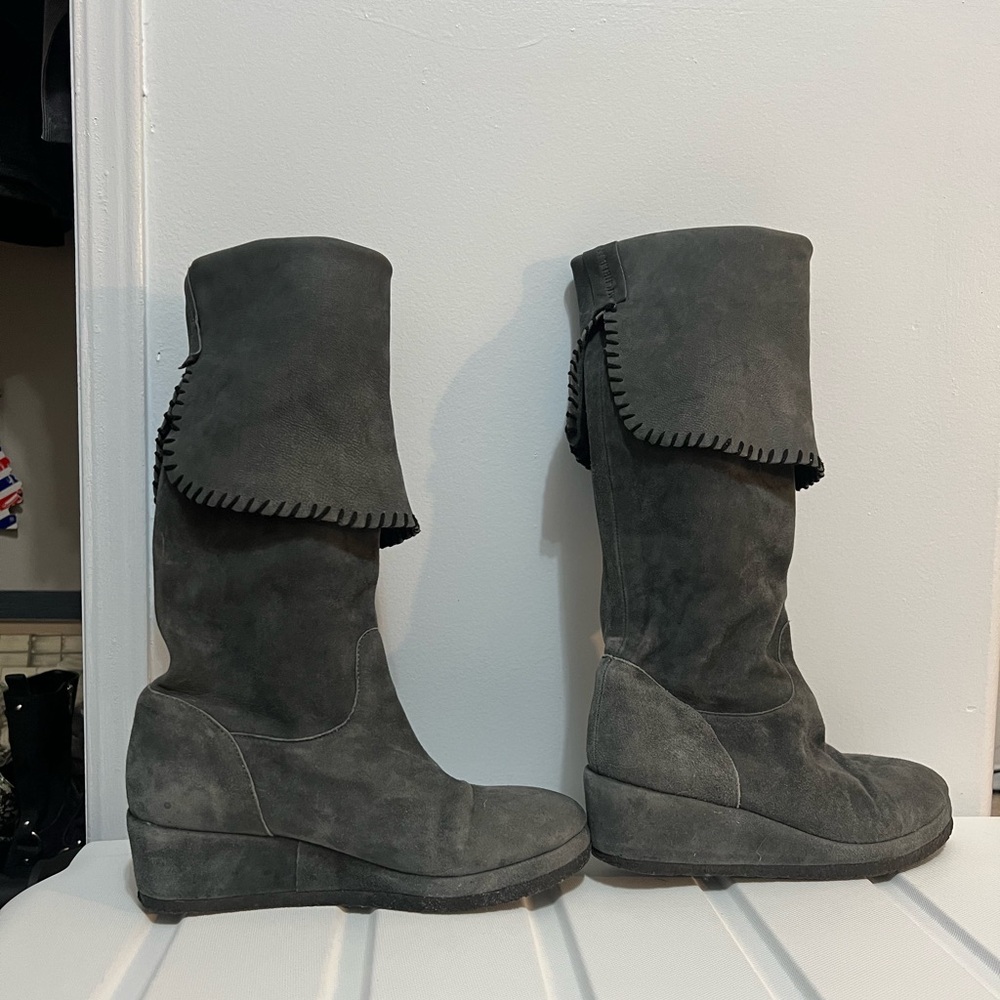 Italian Shoemakers Dark Gray Women's Wedge Boots